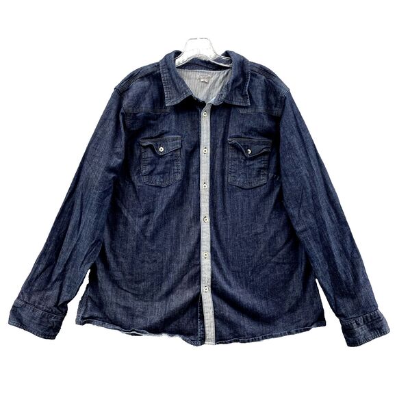 Carhartt Denim Railroad Shirt Men's XL Dark Workwear Streetwear Western Y2k 90's - Picture 1 of 10